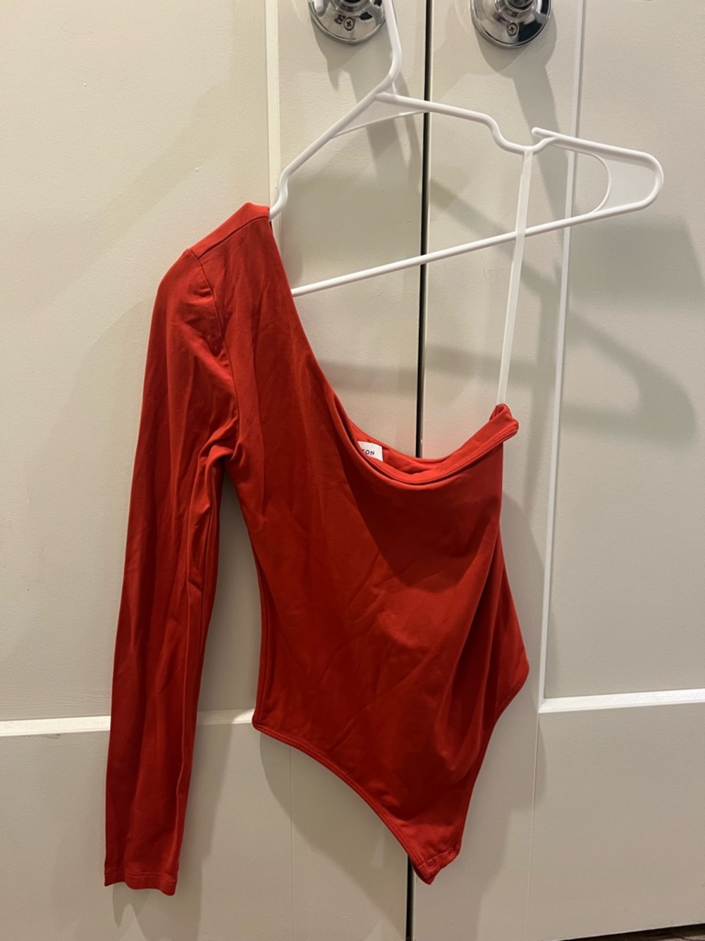 Aritzia One-Shoulder Long-Sleeve Red Bodysuit